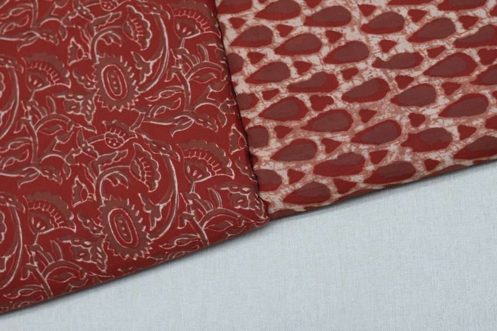 Soft Cotton Rust Red Printed Dress Material Set – Top &Bottom Fabric (44" Width)
