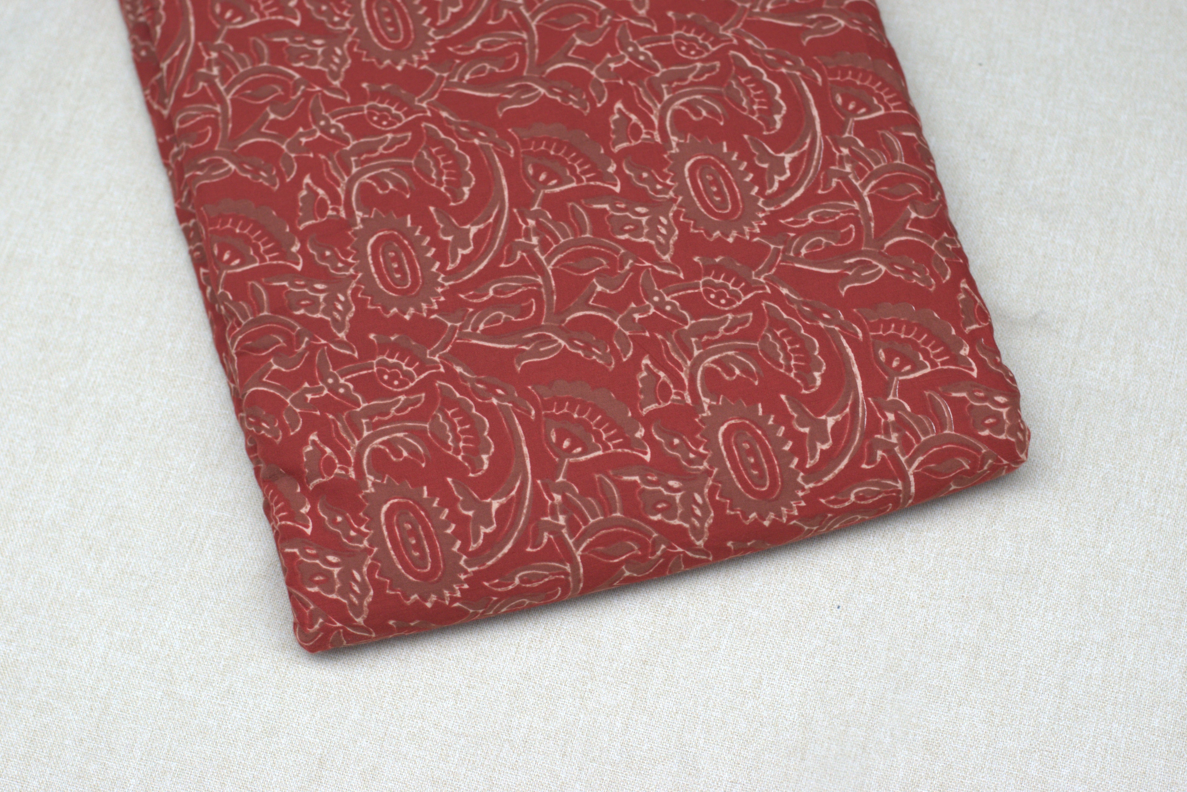 Soft Cotton Rust Red Printed Dress Material Set – Top &Bottom Fabric (44" Width)