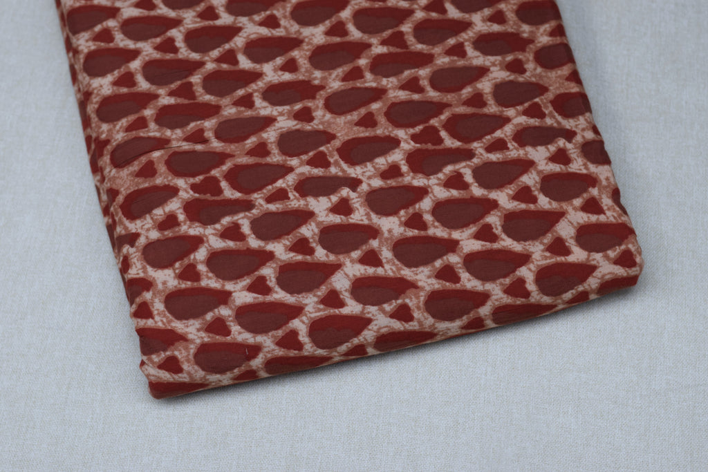 Soft Cotton Rust Red Printed Dress Material Set – Top &Bottom Fabric (44" Width)