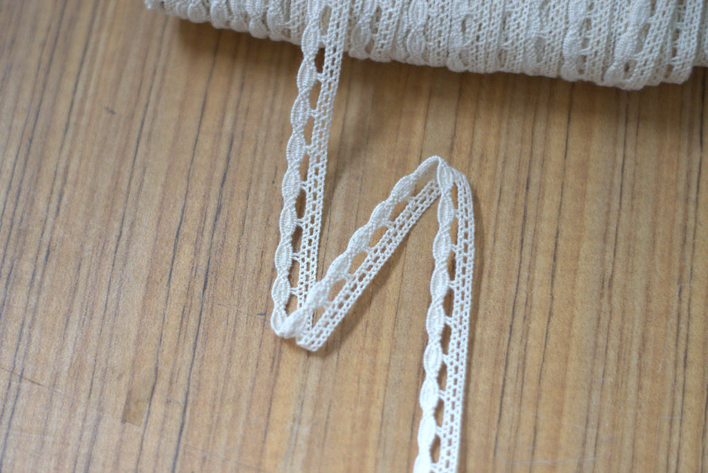White/Beige Lace Trim - 1 cm Width - 10M / 20M Roll