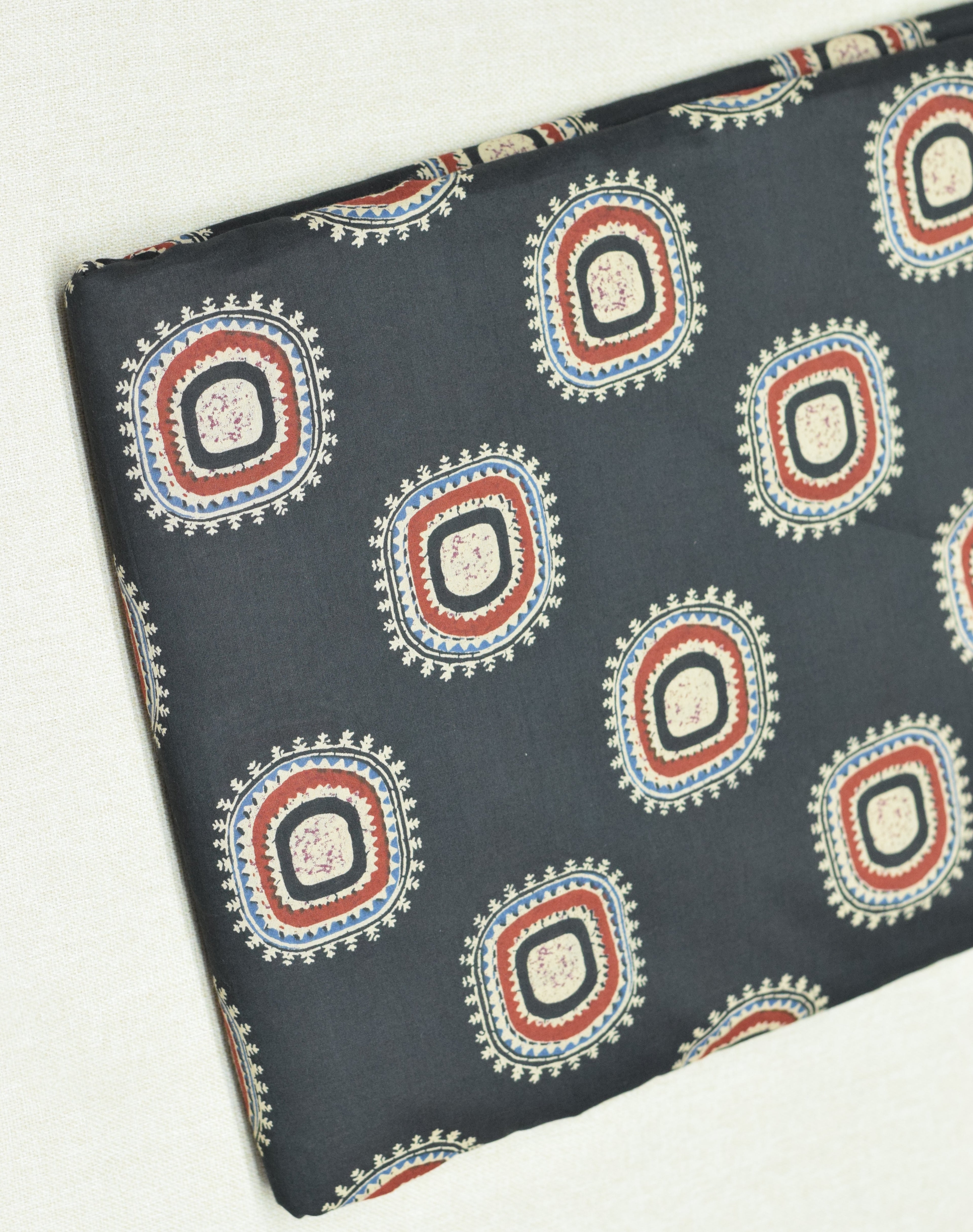 Soft Cotton Charcoal Grey Geometric Print Dress Material Set (Top & Bottom)