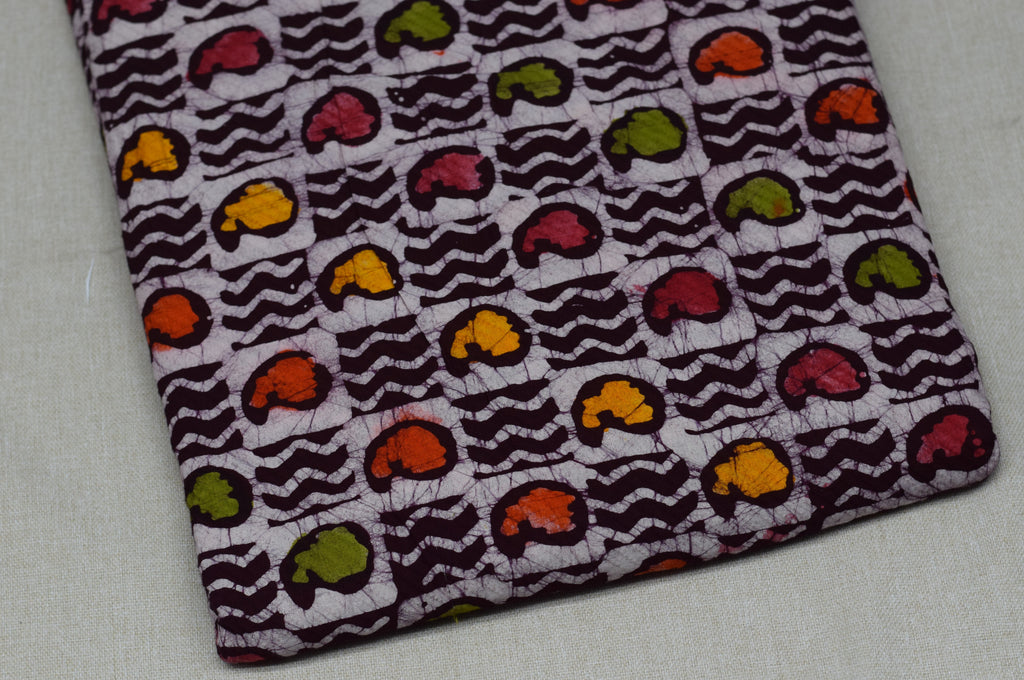 Soft Cotton Batik Print Dress Material – Multicolor Abstract Pattern | 44" Width | 2.5 Meter Top Fabric