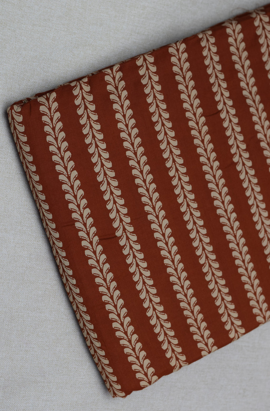 Rust Brown Geometric Print Soft Cotton Dress Material Set