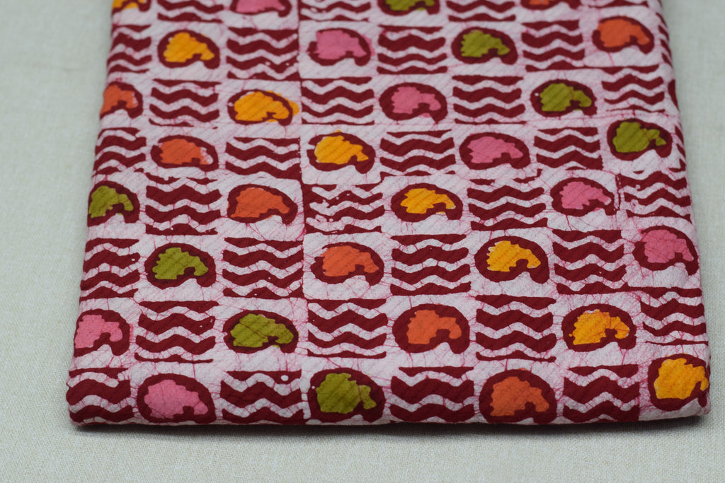 Soft Cotton Printed Dress Material Fabric – Multicolor Abstract Block Print | 44" Width | 2.5 Meter Cut