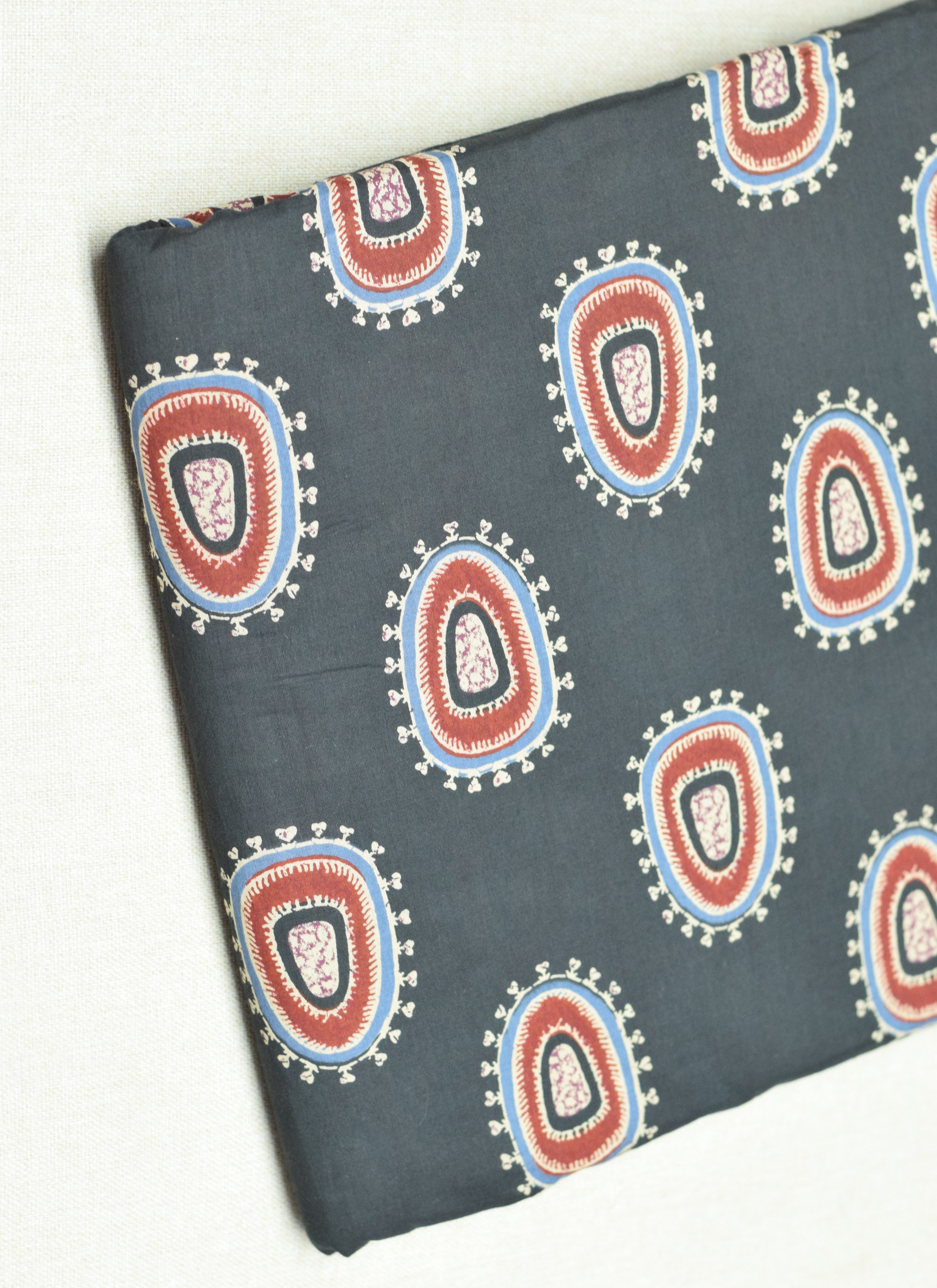 Soft Cotton Paisley Print Dress Material Set – Charcoal Grey Top & Bottom Fabric