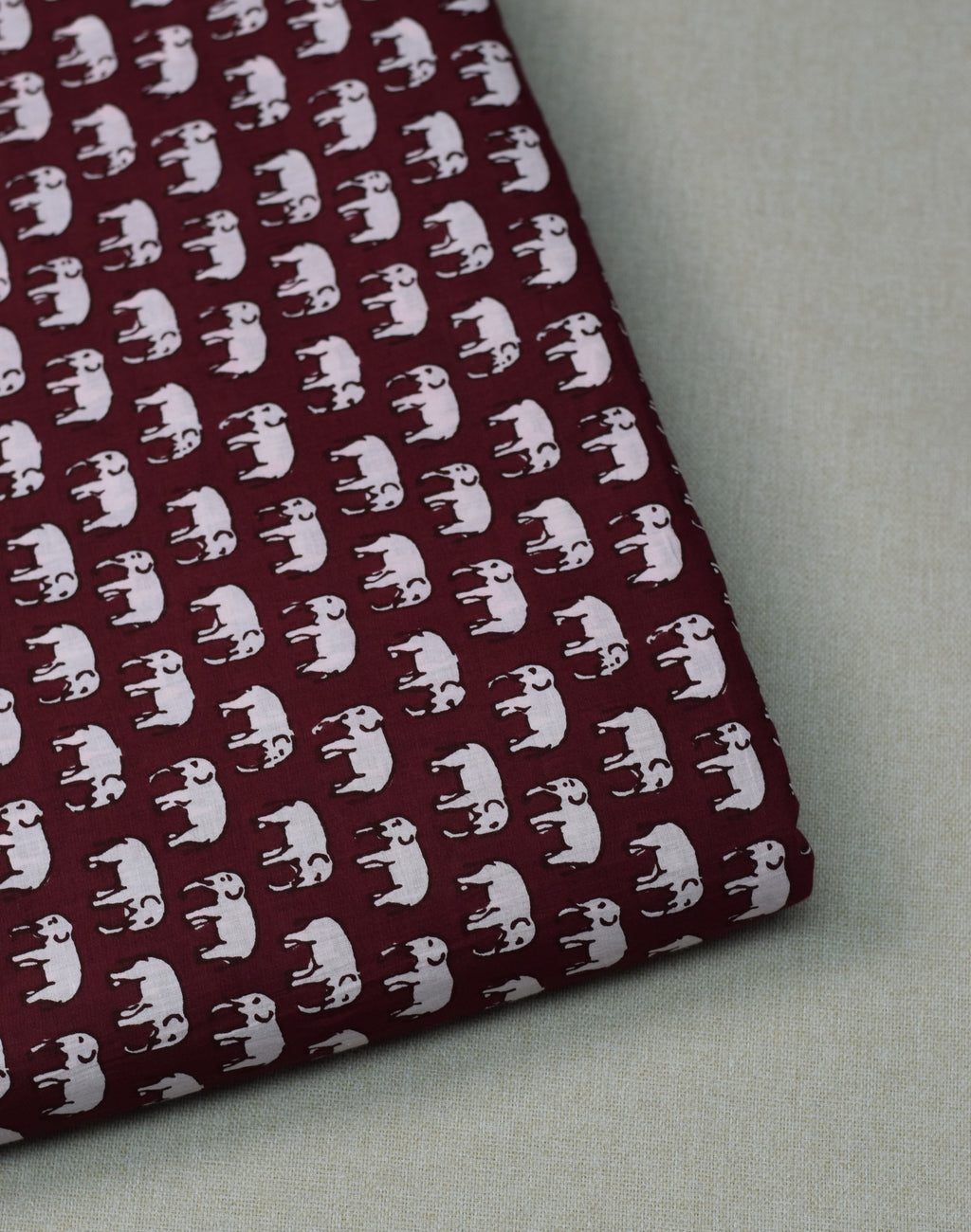 Maroon Elephant Print Soft Cotton Top Material – 44" Width | 2.5 Meter Fabric for Kurti & Tops