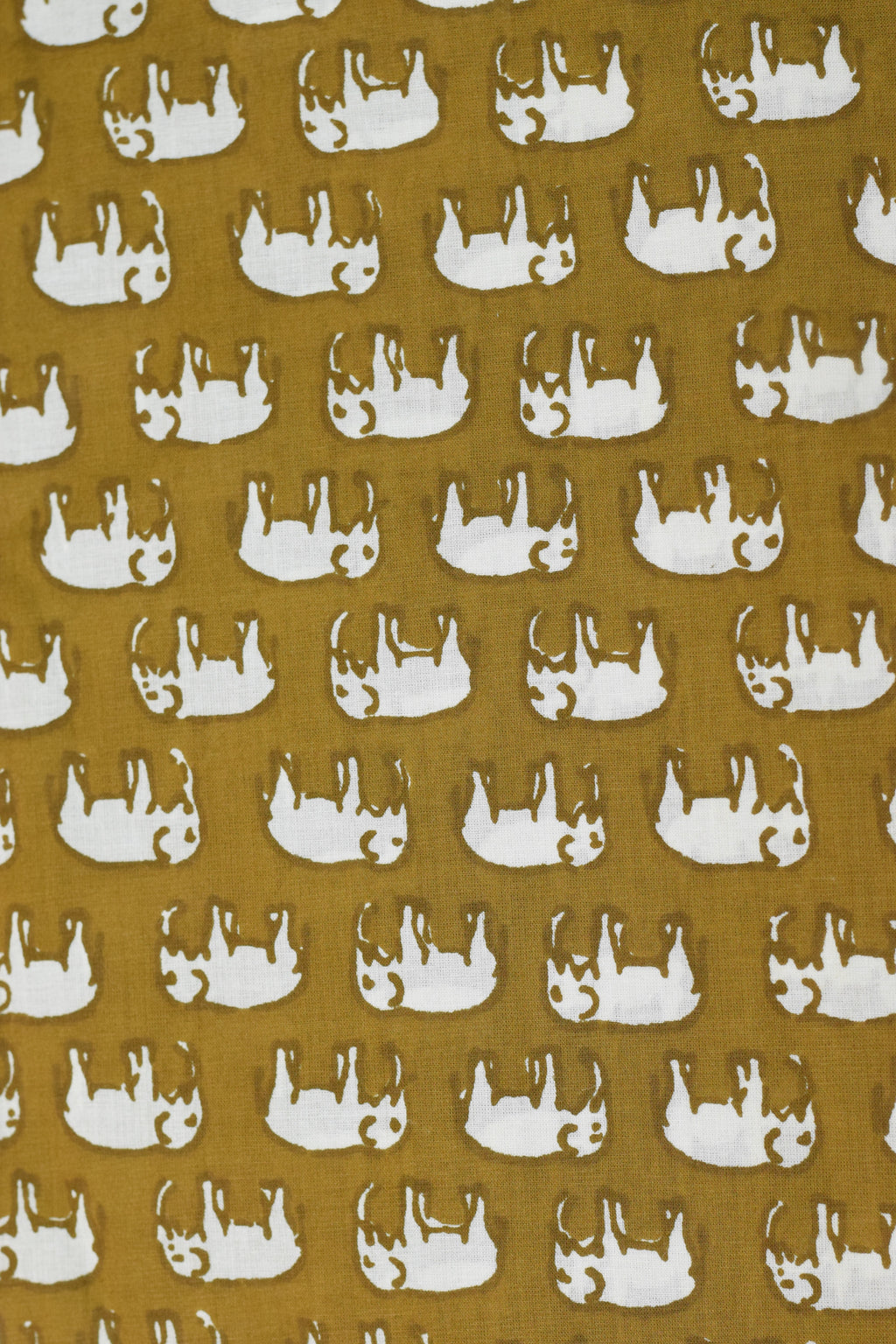 Soft Cotton Mustard Elephant Print Fabric – 44" Width | 2.50 Meter Top Material for Women