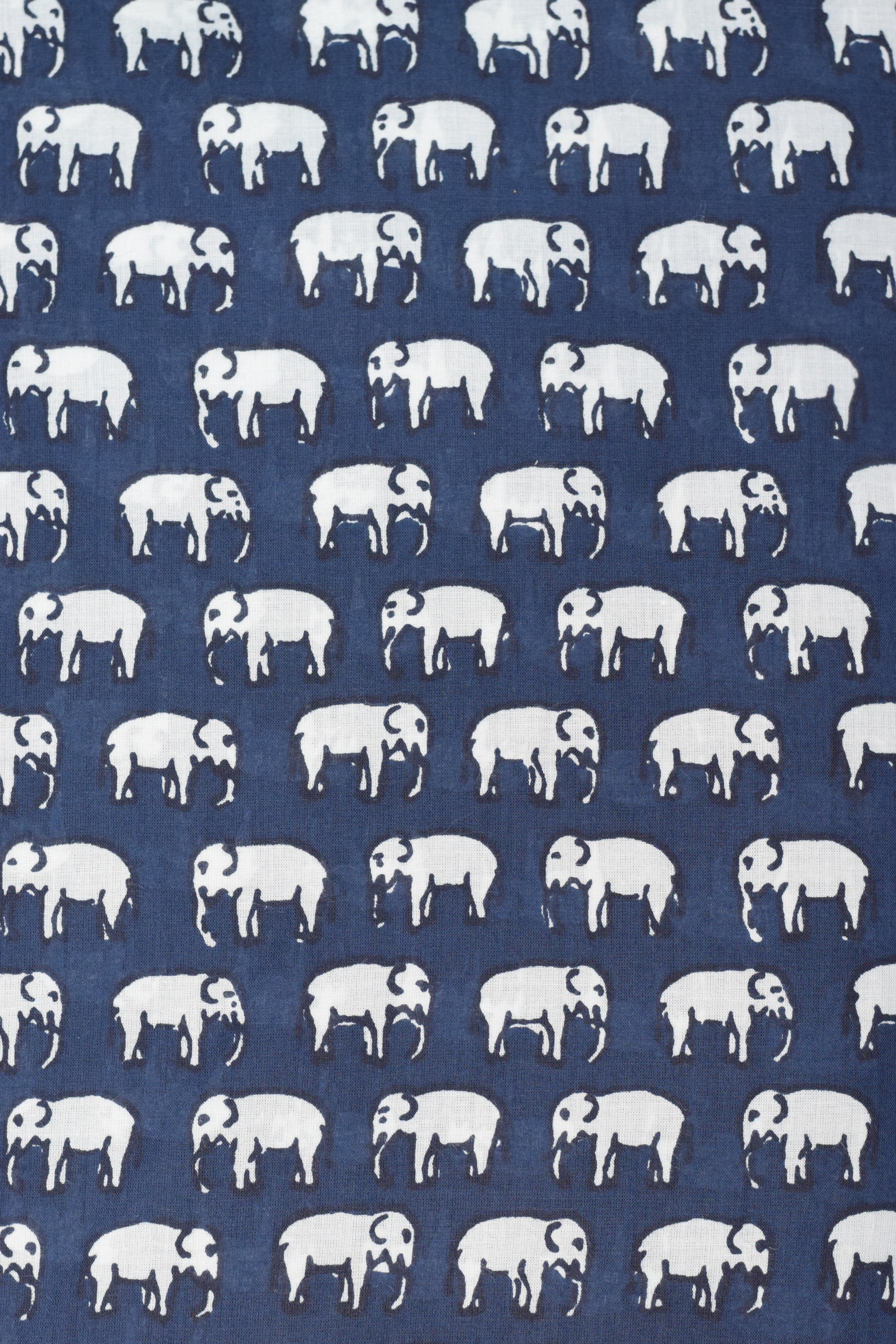 Navy Blue Elephant Print Soft Cotton Fabric – 44" Width | 2.5 Meter Top Material
