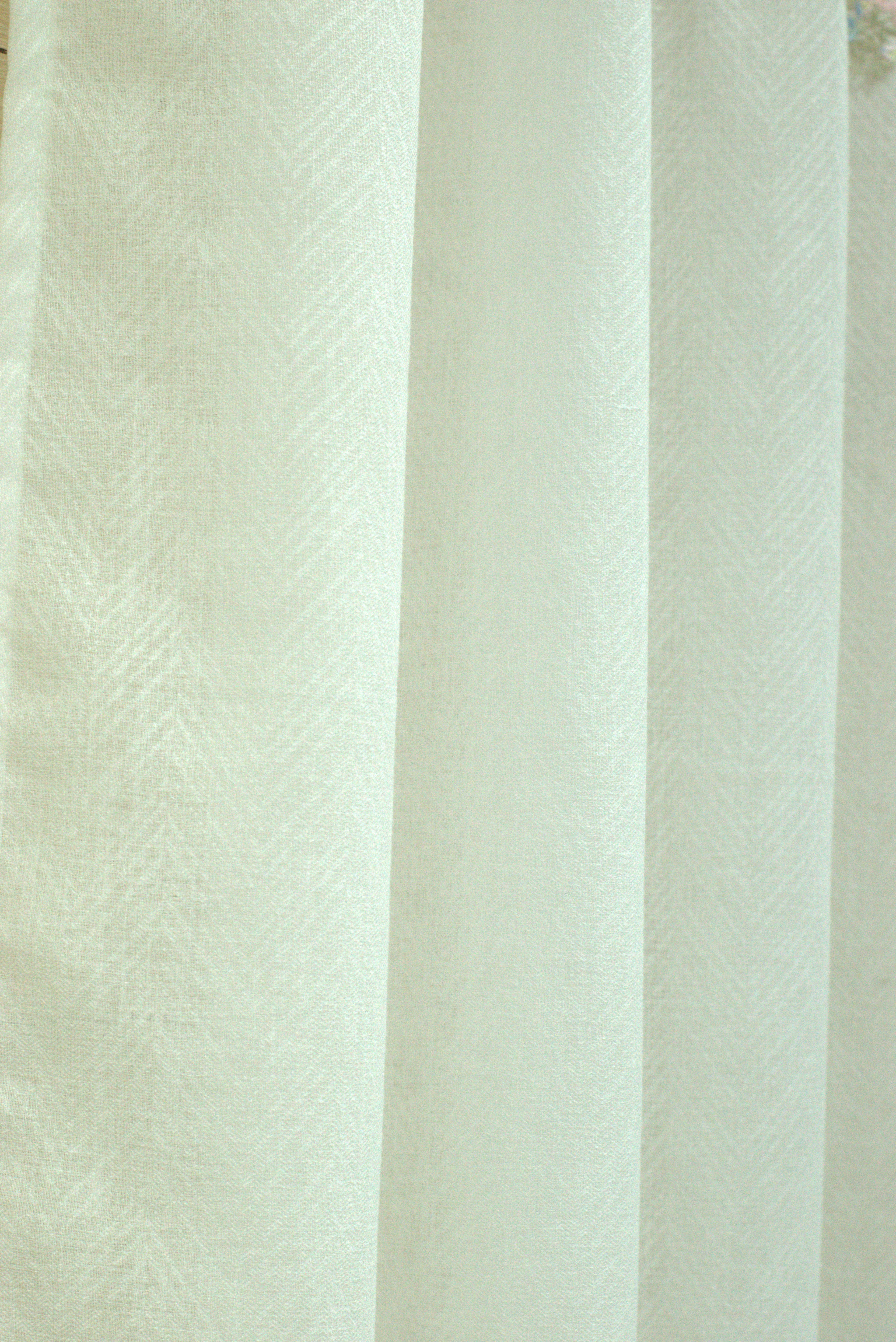 Elegant White Semi Linen Door Curtain with Floral Lace Embroidery – 4 x 7 Feet