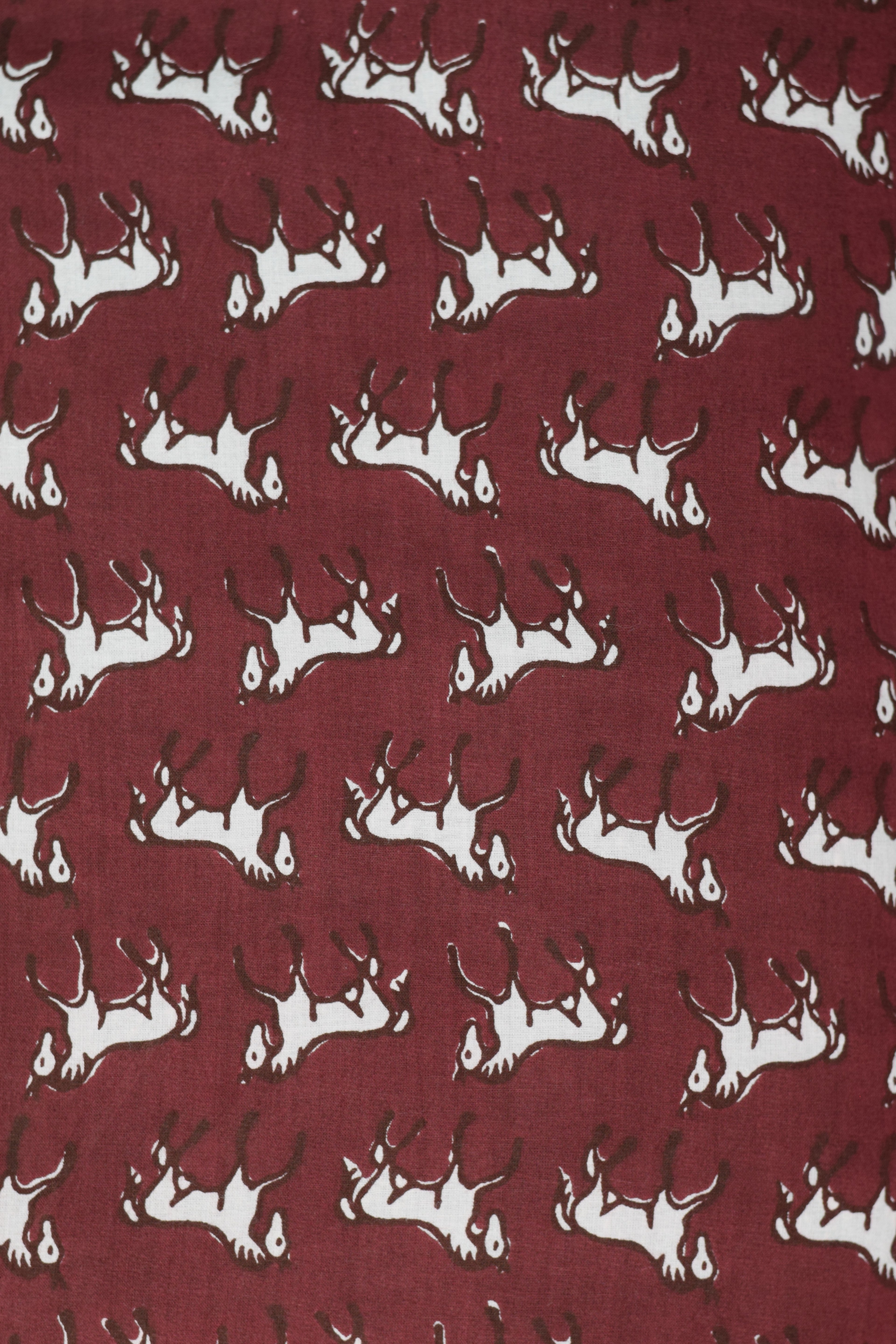 Maroon Horse Print Soft Cotton Top Material – 44" Width | 2.5 Meter Unstitched Fabric