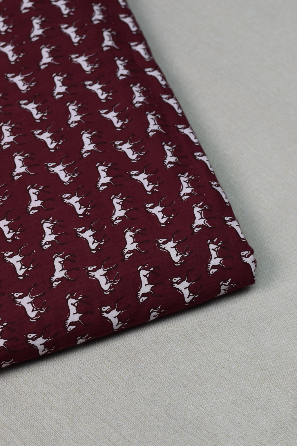 Maroon Horse Print Soft Cotton Top Material – 44" Width | 2.5 Meter Unstitched Fabric