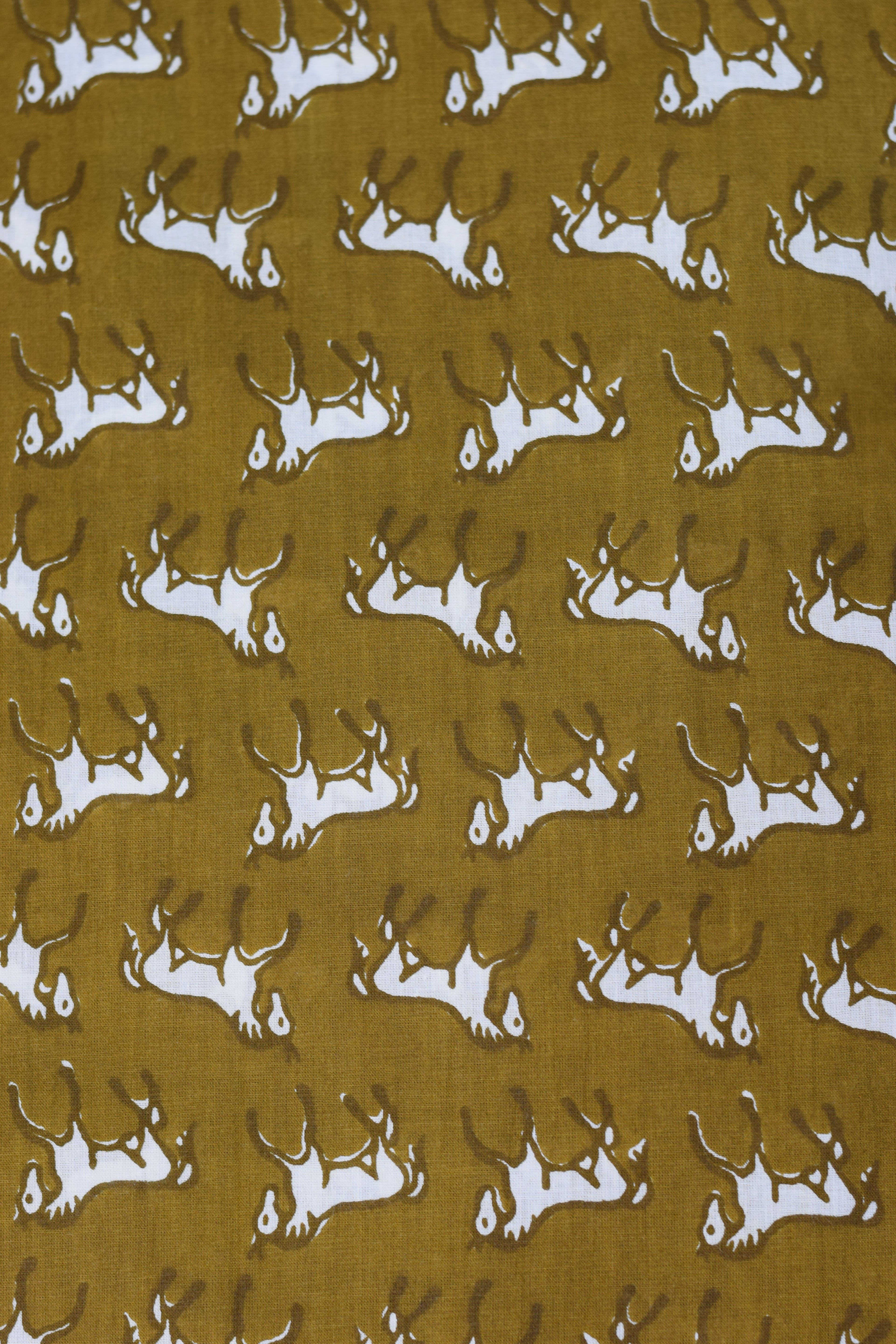 Mustard Yellow Horse Print Soft Cotton Top Material – 44" Width | 2.50 Meter Fabric