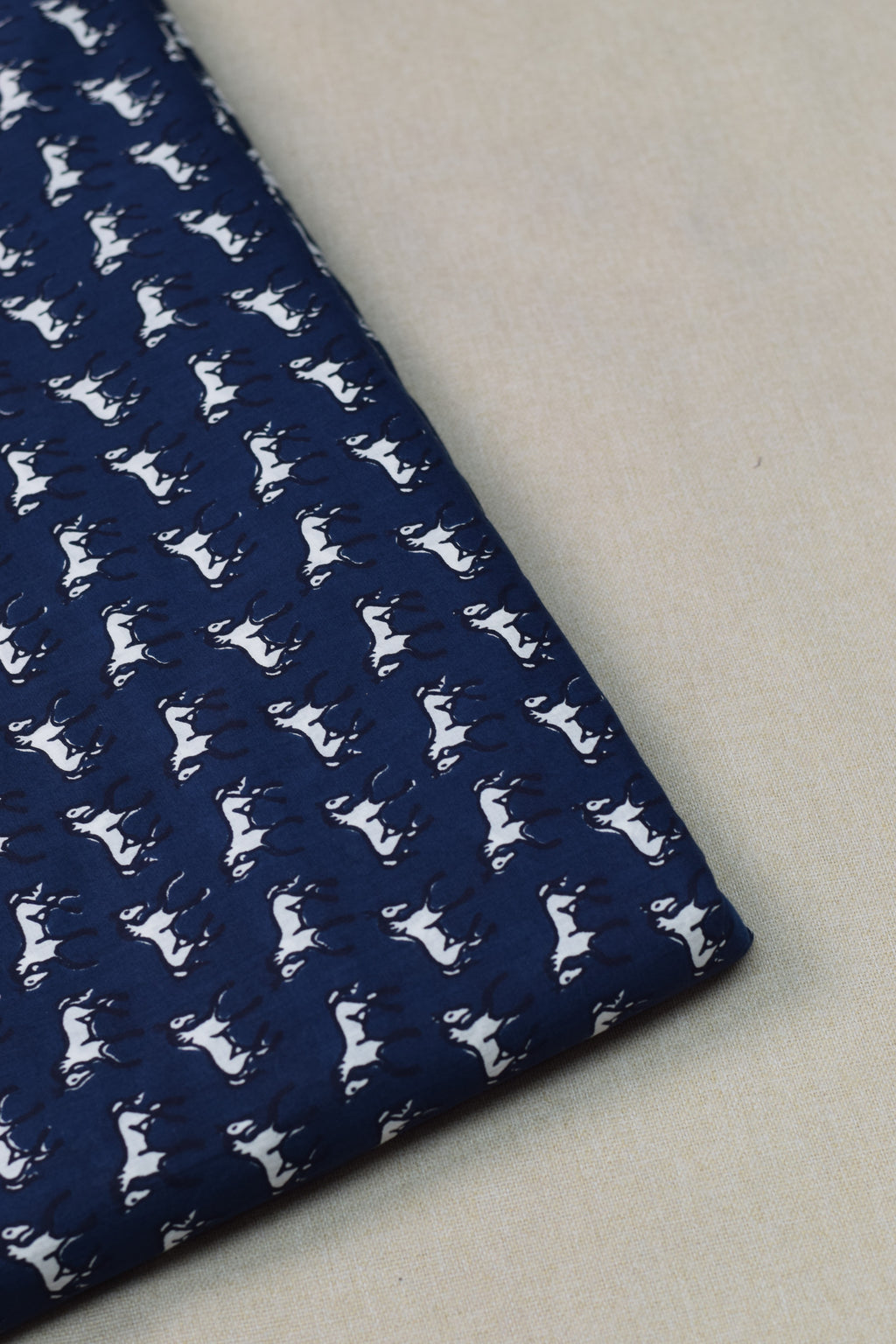 Navy Blue Horse Print Soft Cotton Top Material – 44" Width | 2.5 Meter Fabric