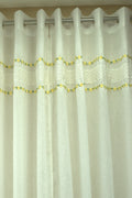 Elegant Floral Lace Semi Linen Door Curtain – 4 x 7 Feet | Eyelet Window & Door Curtain