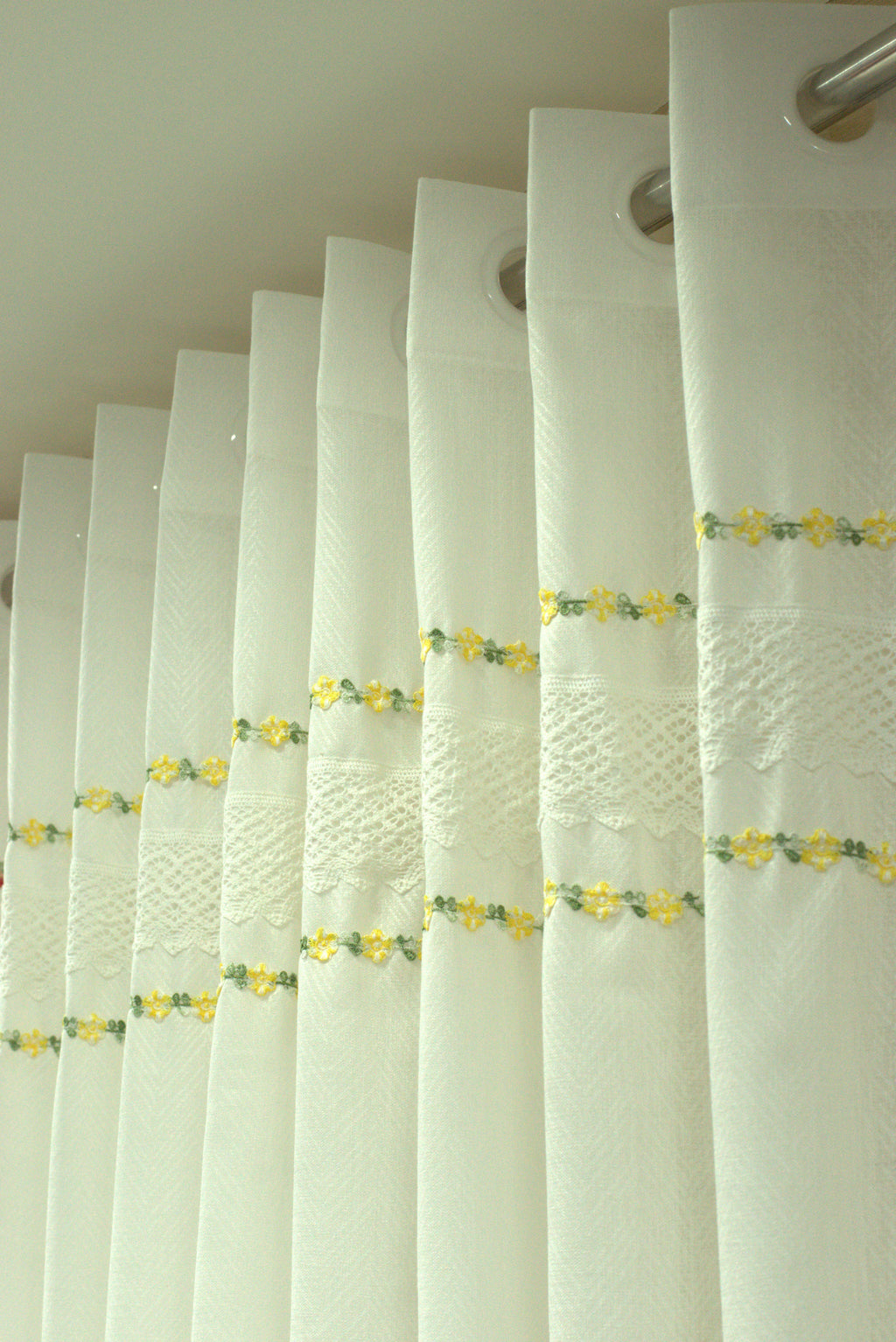 Elegant Floral Lace Semi Linen Door Curtain – 4 x 7 Feet | Eyelet Window & Door Curtain