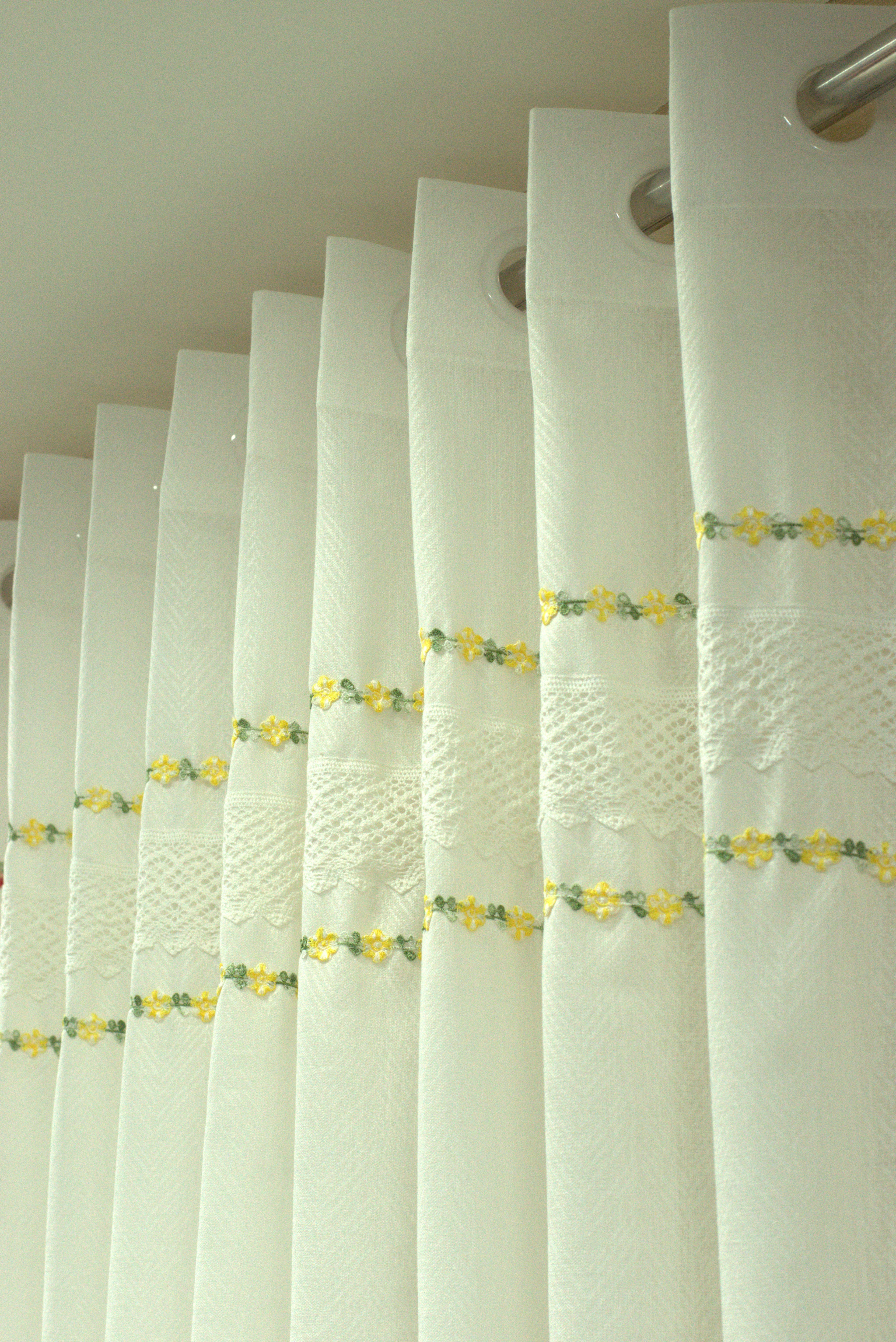 Elegant Floral Lace Semi Linen Door Curtain – 4 x 7 Feet | Eyelet Window & Door Curtain