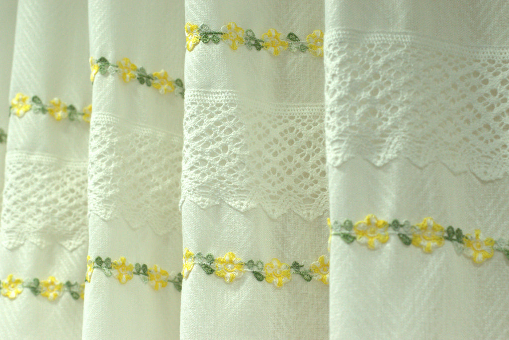 Elegant Floral Lace Semi Linen Door Curtain – 4 x 7 Feet | Eyelet Window & Door Curtain