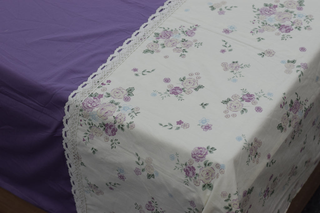 Premium Embroidered Lavender Floral Print King/Queen Bedsheet Set – Nushio by Pulpel