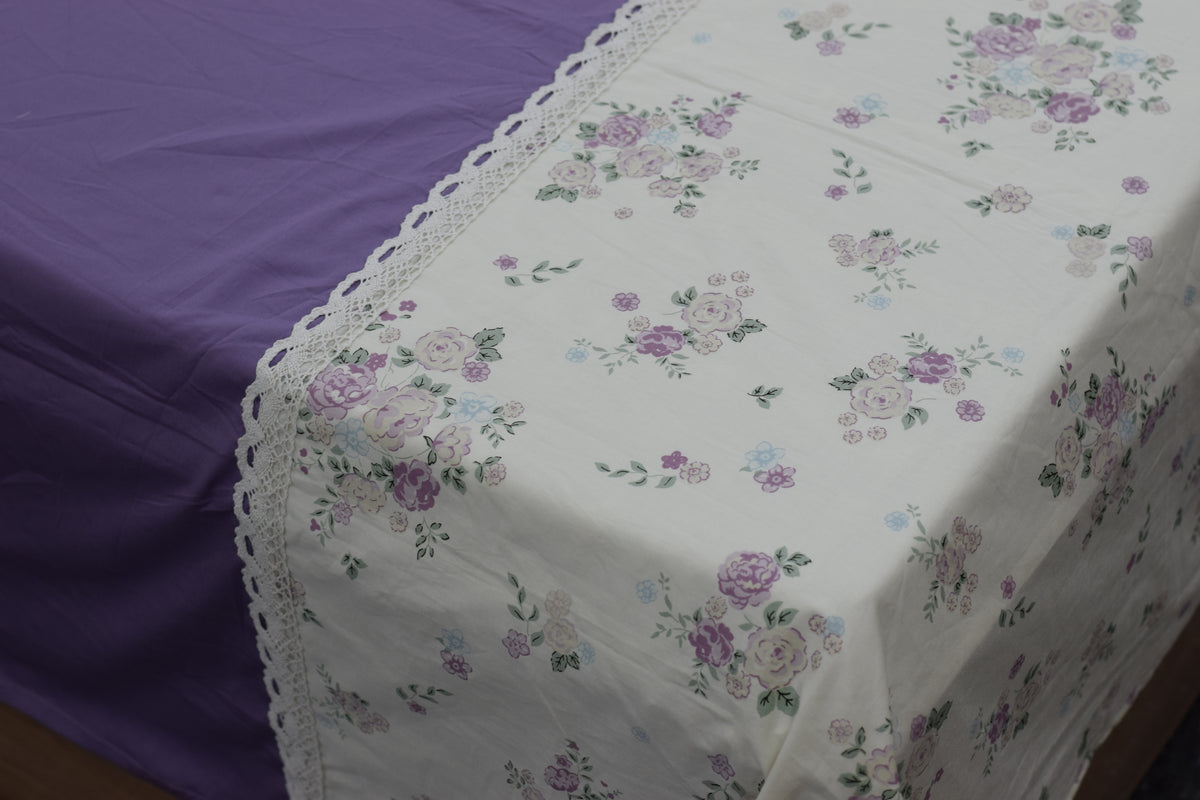 Premium Embroidered Lavender Floral Print King/Queen Bedsheet Set – Nushio by Pulpel