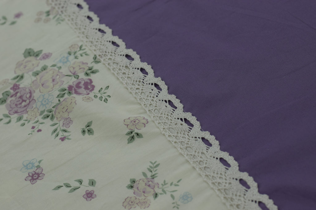 Premium Embroidered Lavender Floral Print King/Queen Bedsheet Set – Nushio by Pulpel