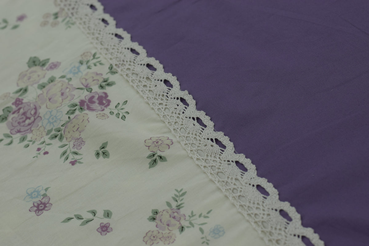 Premium Embroidered Lavender Floral Print King/Queen Bedsheet Set – Nushio by Pulpel