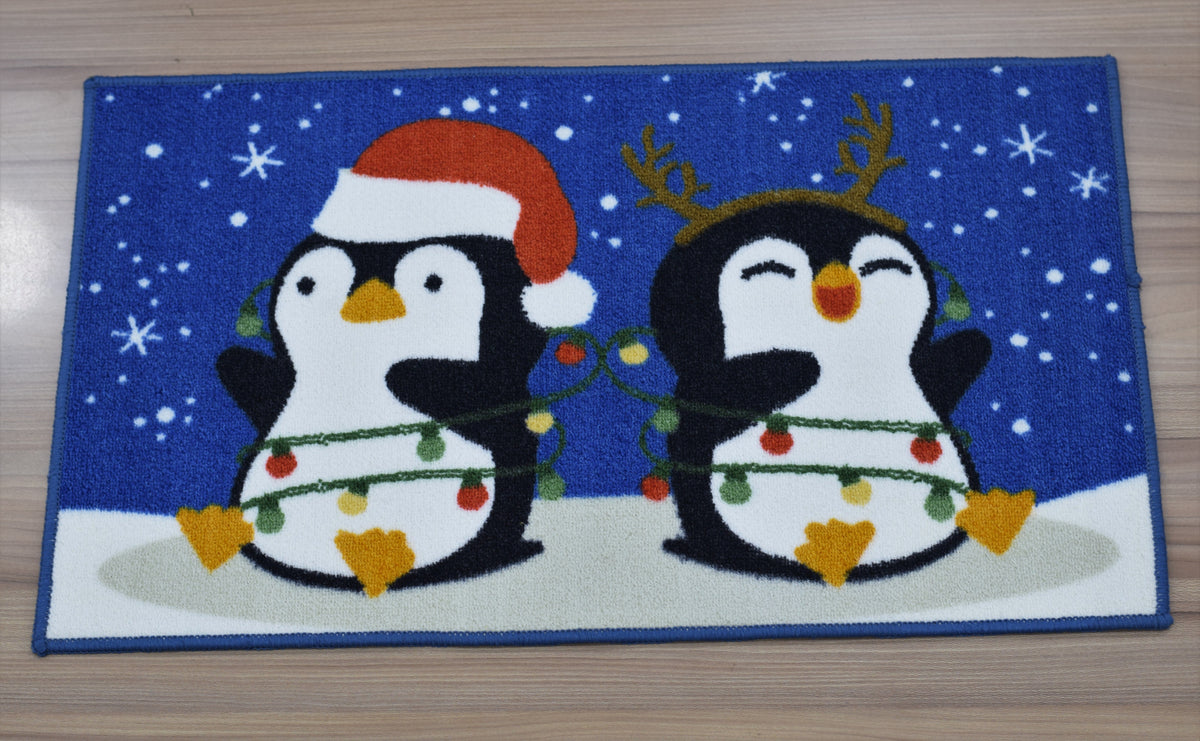 Christmas Penguin Floor Mat – Festive Snowy Winter Design | 70 × 40 cm