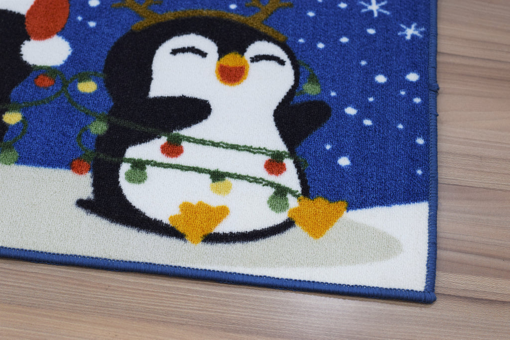 Christmas Penguin Floor Mat – Festive Snowy Winter Design | 70 × 40 cm