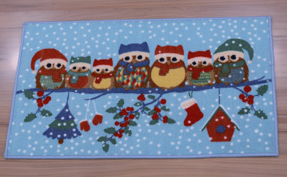 Christmas Snowman Family Floor Mat – Festive Winter Holiday Décor | 70 × 40 cm