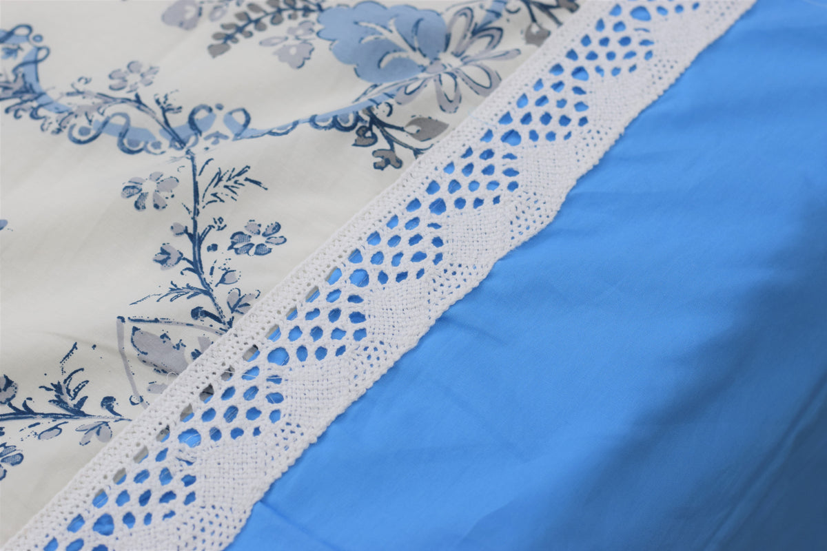 King Size Blue Floral Bedspread Set with Matching Pillow Covers – Nushio by Pulpel
