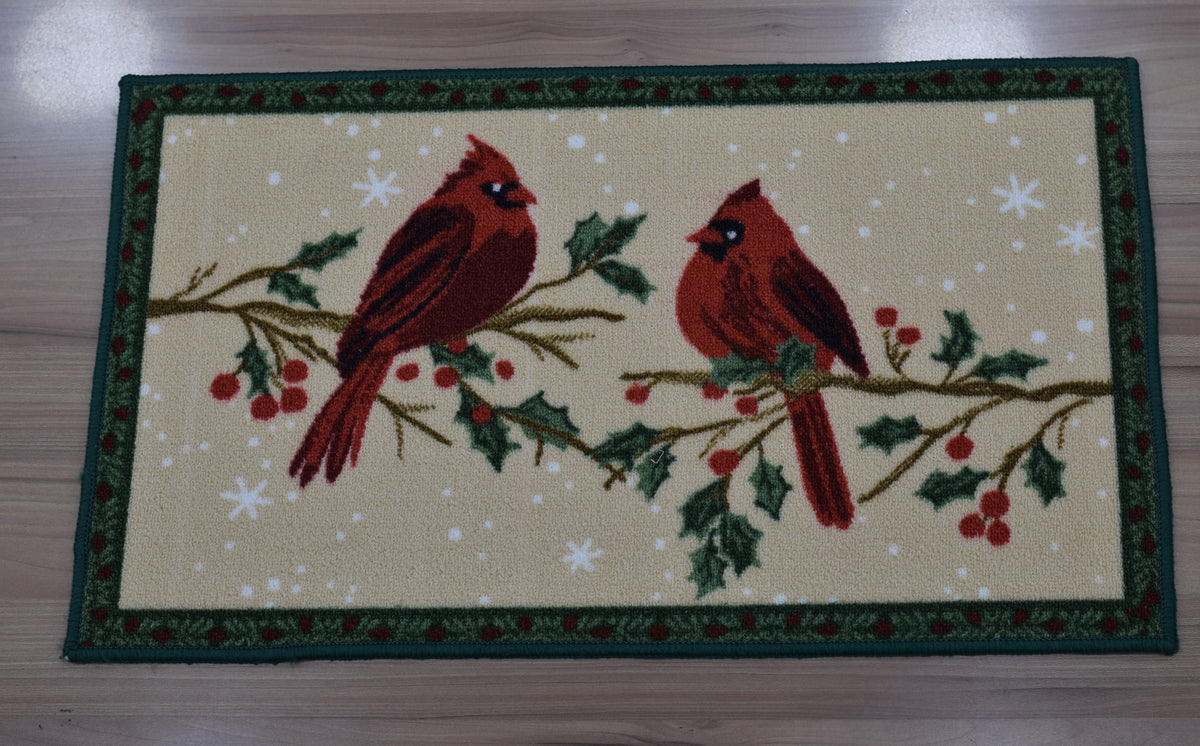Winter Cardinal Birds Printed Floor Mat – 70 x 40 cm | Decorative Home &amp; Door Mat