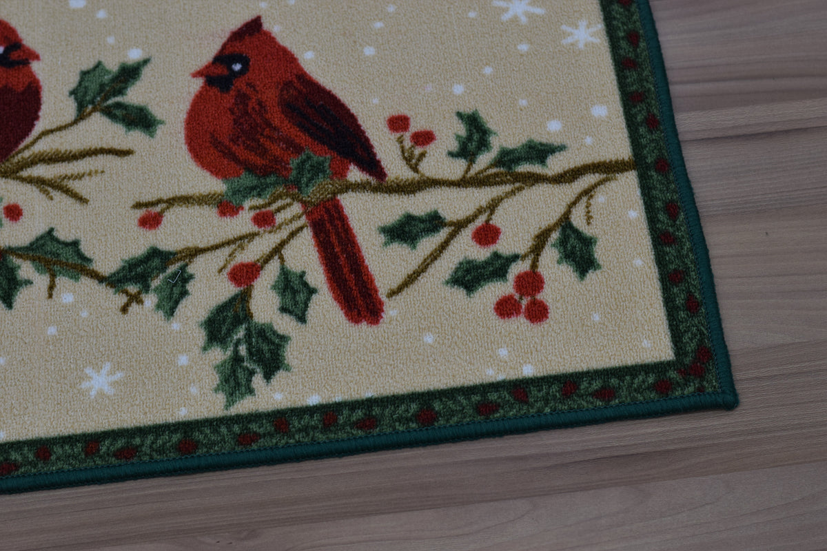 Winter Cardinal Birds Printed Floor Mat – 70 x 40 cm | Decorative Home &amp; Door Mat