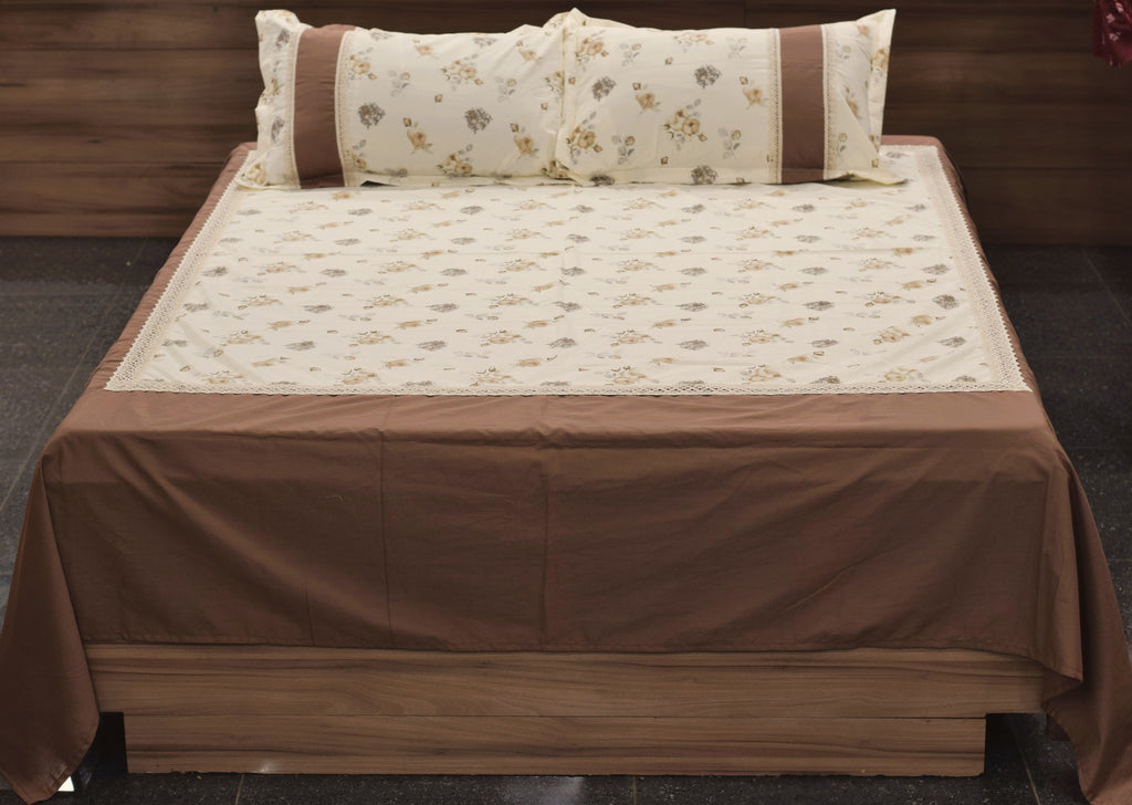 Premium Floral King Size Bedspread Set with Pillow Covers – Cream – Nushio by Pulpel