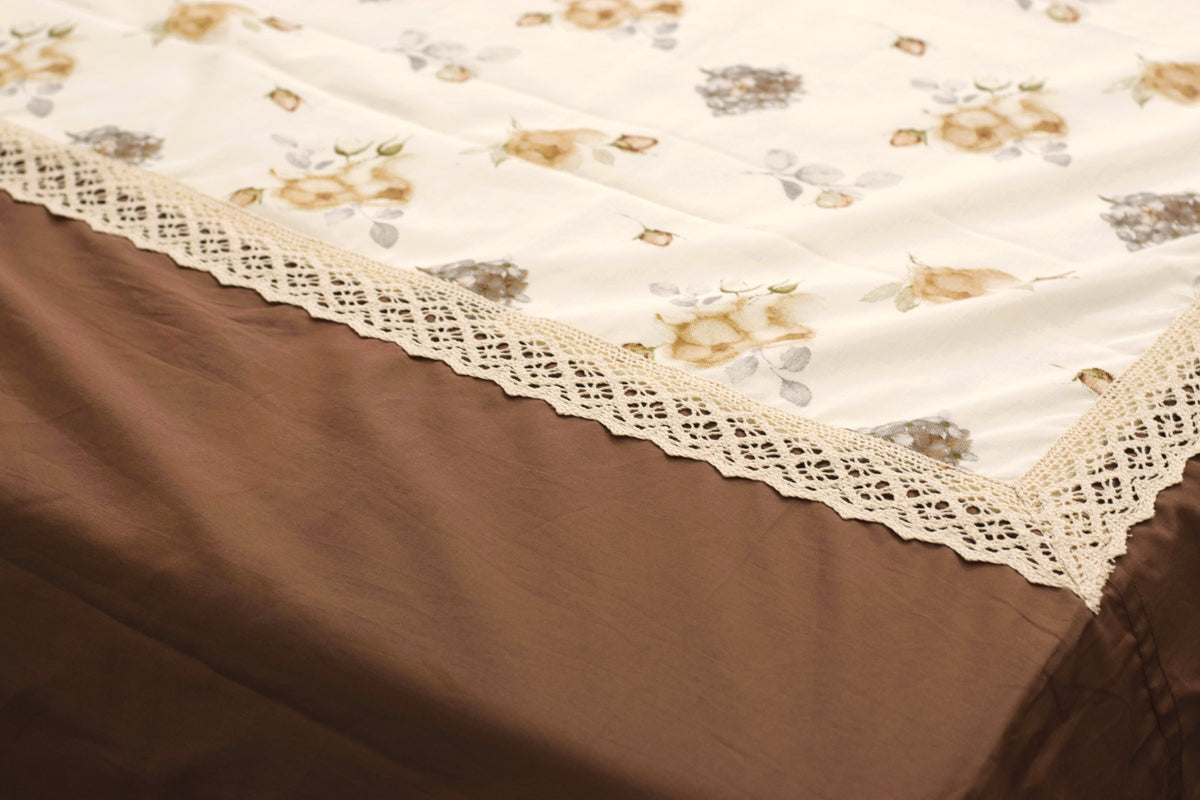 Premium Floral King Size Bedspread Set with Pillow Covers – Cream – Nushio by Pulpel