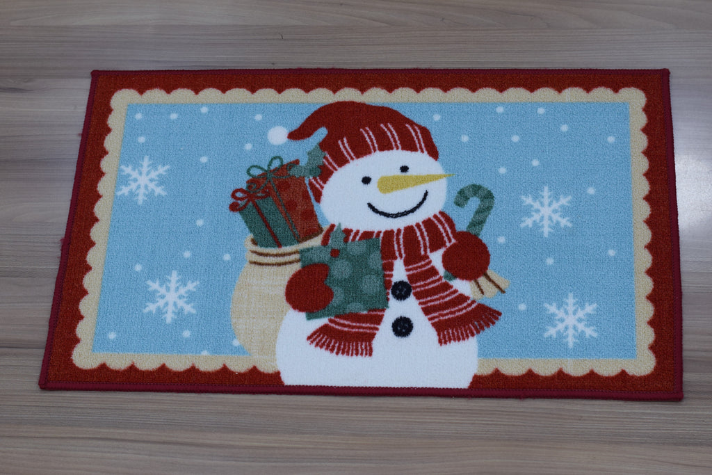 Christmas Snowman Floor Mat with Gifts – 70 x 40 cm | Festive Winter Holiday Door Mat