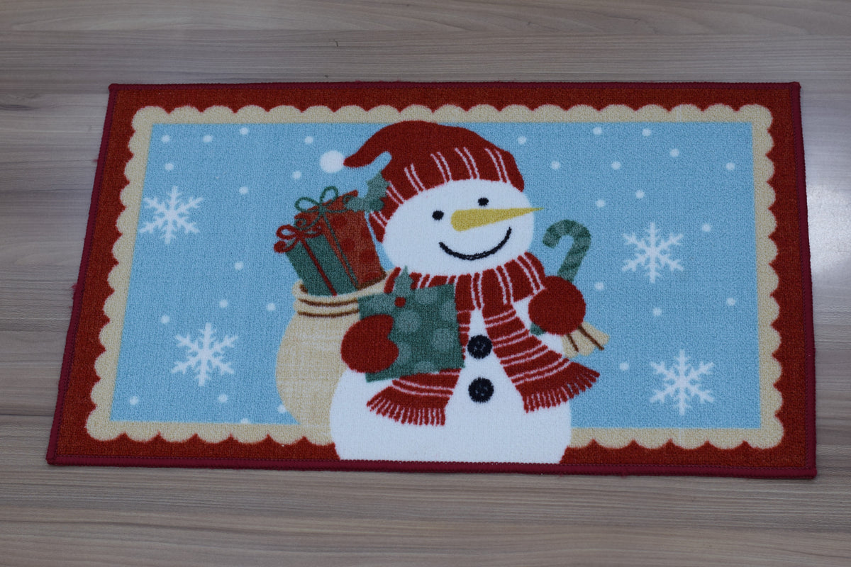 Christmas Snowman Floor Mat with Gifts – 70 x 40 cm | Festive Winter Holiday Door Mat