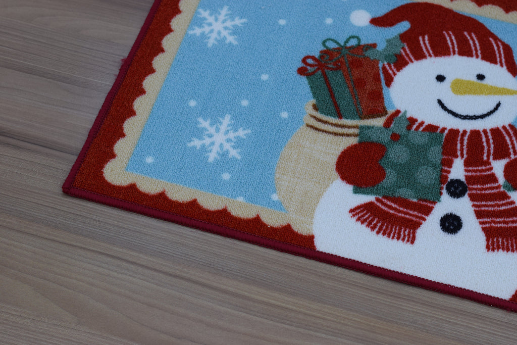 Christmas Snowman Floor Mat with Gifts – 70 x 40 cm | Festive Winter Holiday Door Mat