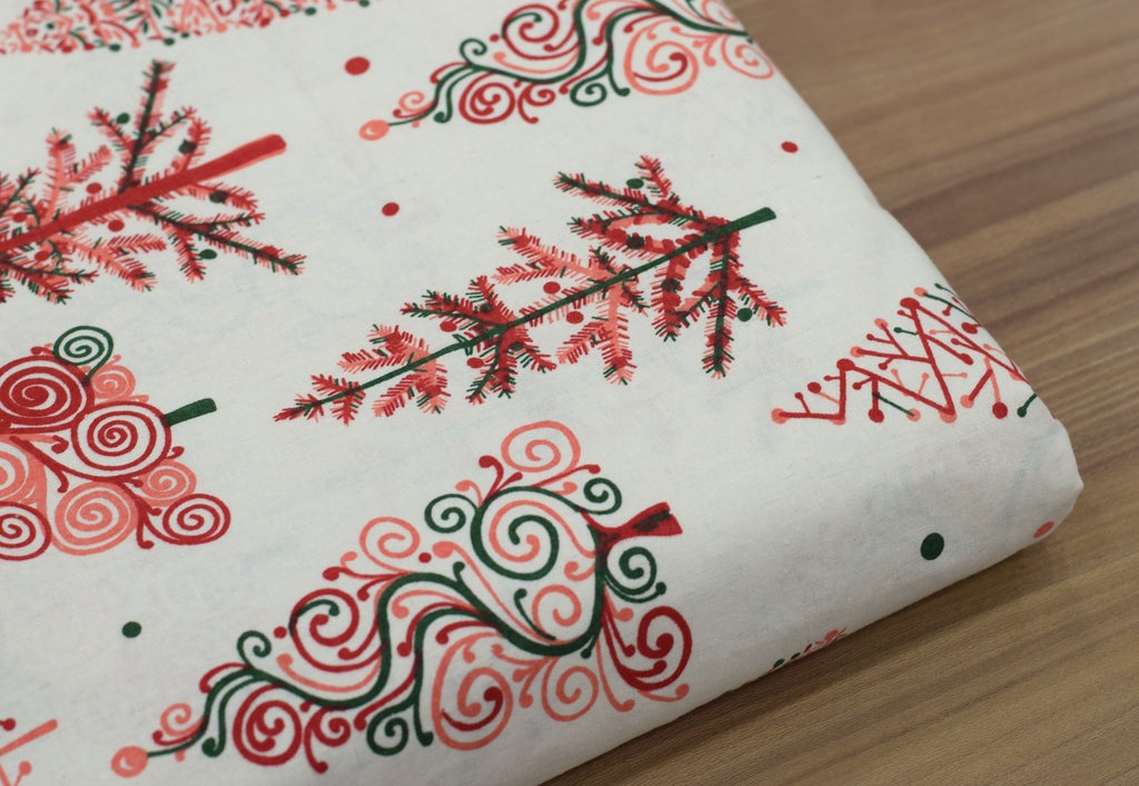 Christmas Printed Cotton Running Material – 60 Inch Width | Fabric for Table Cloth, Table Runner & Cushion Covers