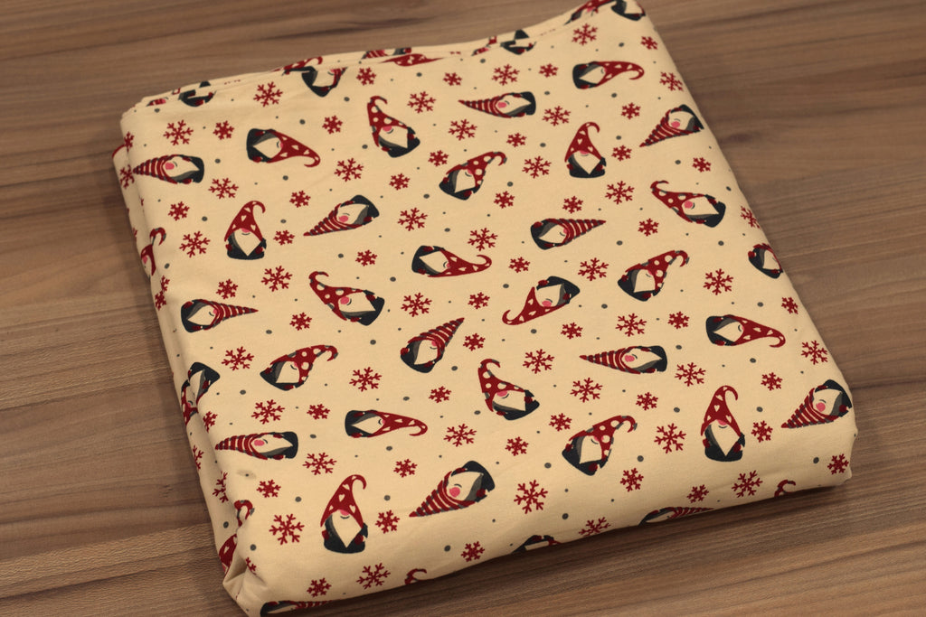 Christmas Gnome & Snowflake Printed Fabric Running Material – 60 Inch Wide | Table Cloth, Table Runner &Cushion Cover Fabric