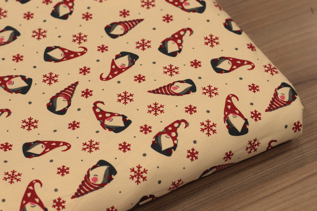 Christmas Gnome & Snowflake Printed Fabric Running Material – 60 Inch Wide | Table Cloth, Table Runner &Cushion Cover Fabric