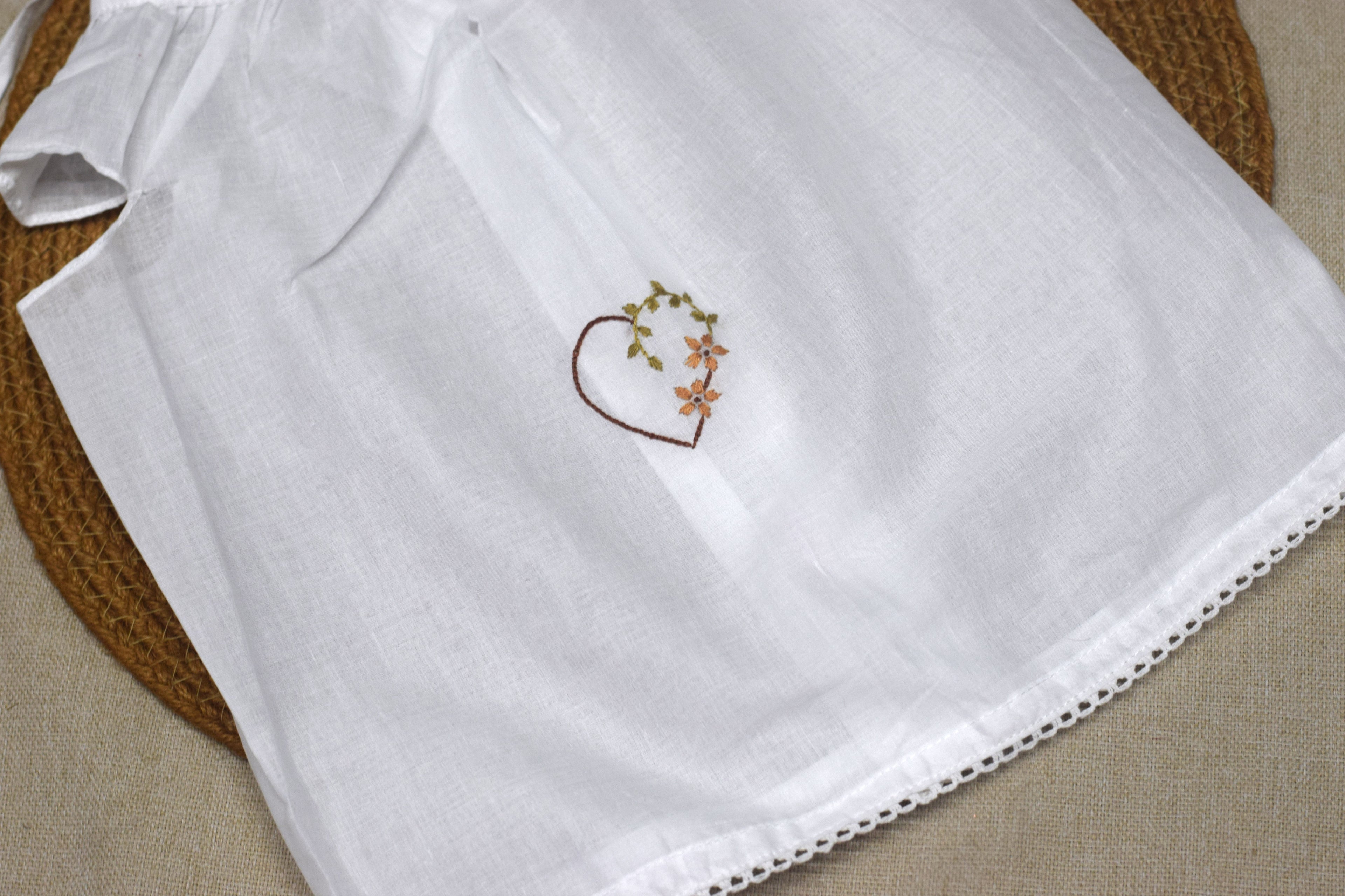 Kerala Traditional Kettuduppu for Kids – White Cotton Sleeveless Blouse with Embroidery (3 Designs)