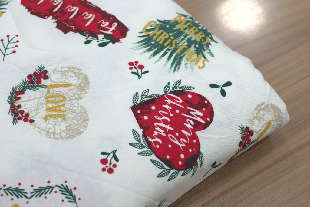 Christmas Joy & Merry Christmas Printed Fabric Running Material – 60 Inch Wide | Table Cloth, Table Runner &Cushion Cover Fabric