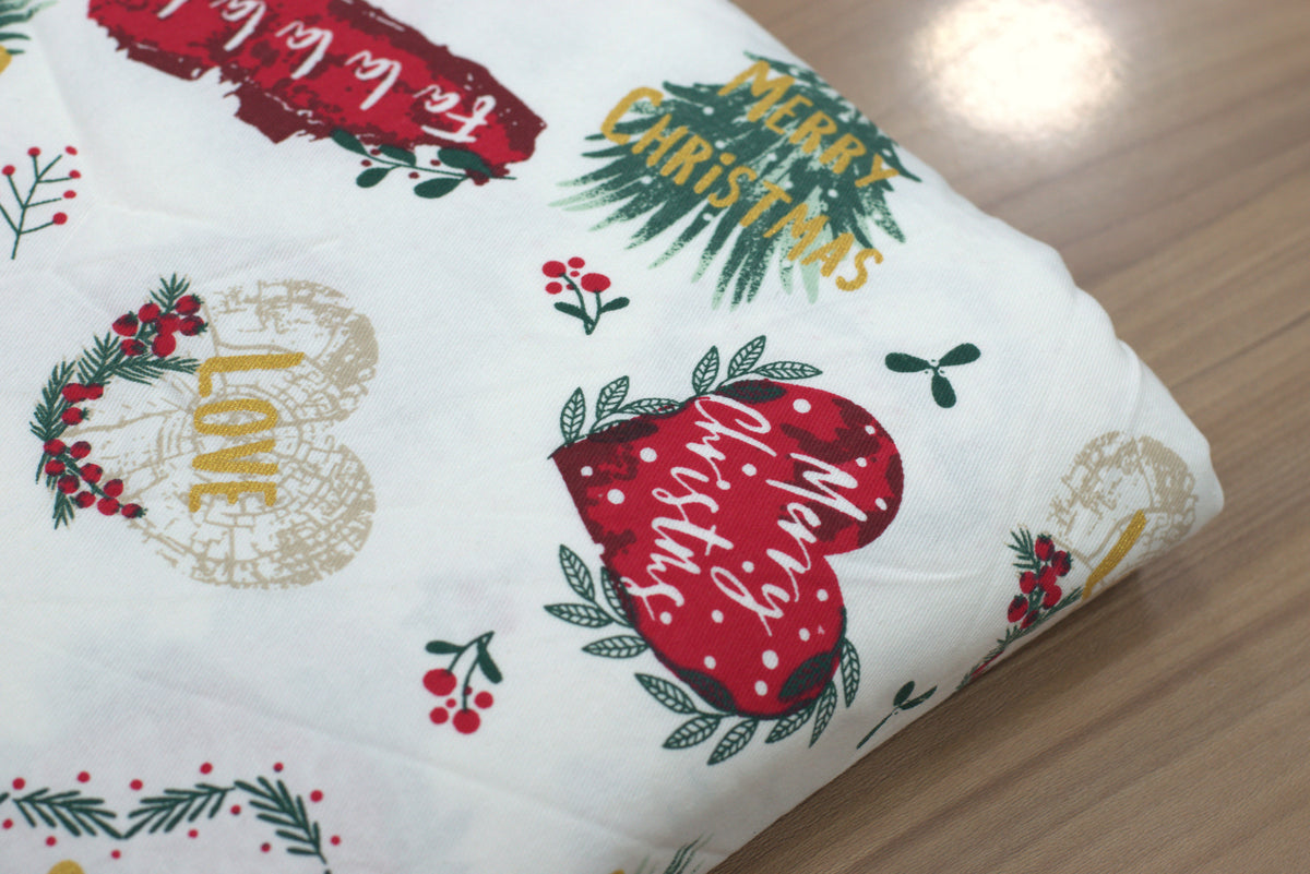 Christmas Joy & Merry Christmas Printed Fabric Running Material – 60 Inch Wide | Table Cloth, Table Runner &Cushion Cover Fabric