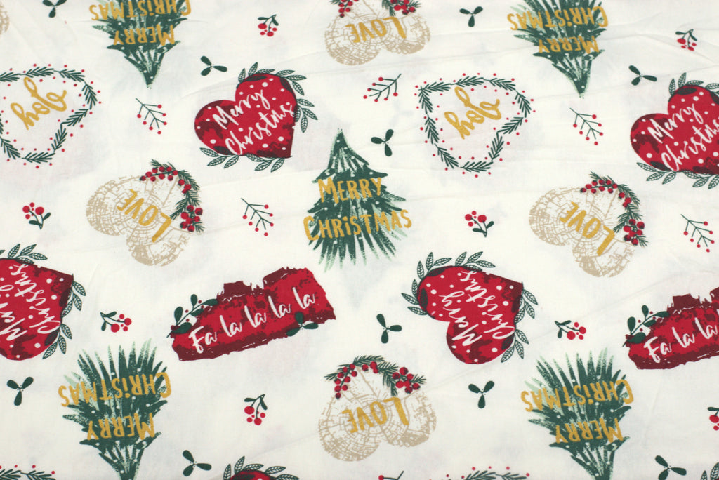 Christmas Joy & Merry Christmas Printed Fabric Running Material – 60 Inch Wide | Table Cloth, Table Runner &Cushion Cover Fabric