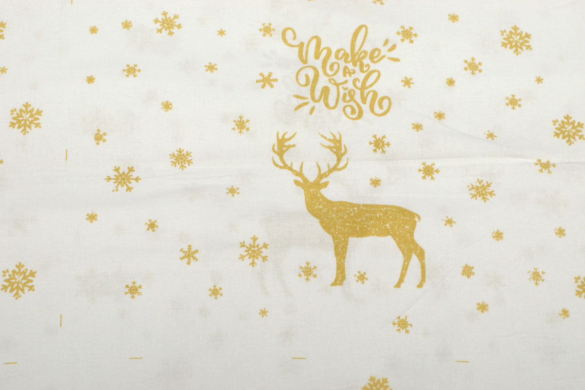 Golden Snowflake Christmas Printed Fabric Running Material – 60 Inch Wide | Table Cloth, Table Runner & Cushion Cover Fabric