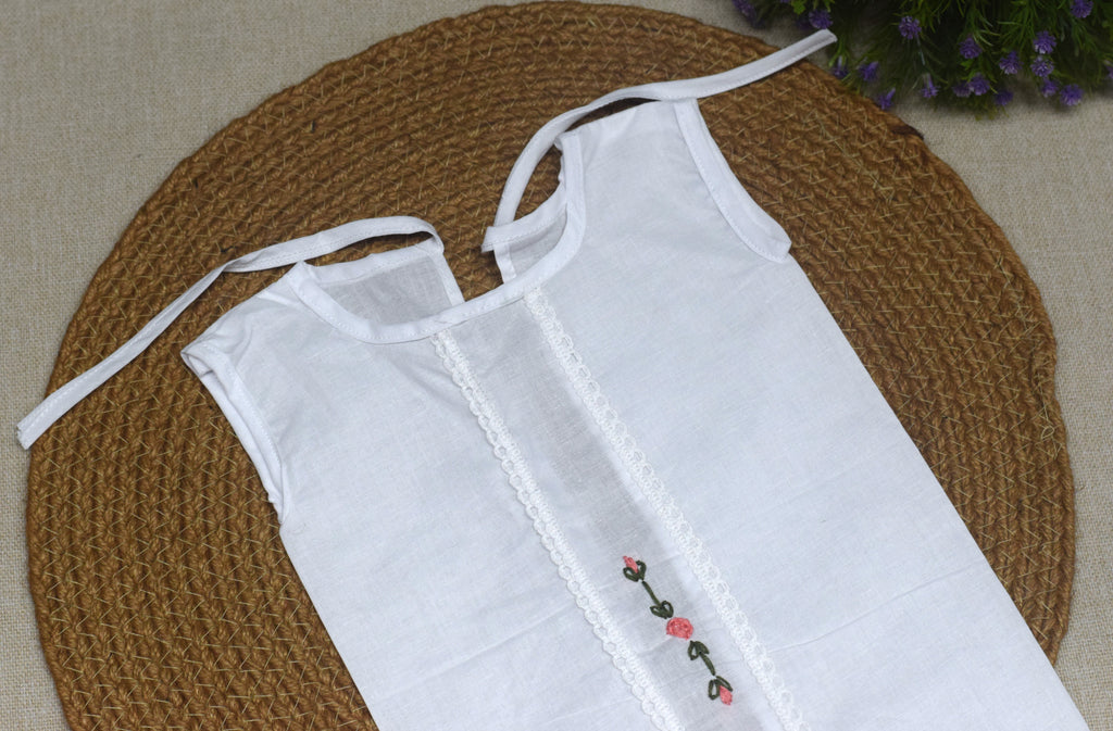 Kids Kerala Kettuduppu Blouse – Classic White with Floral Embroidery (3 Designs)
