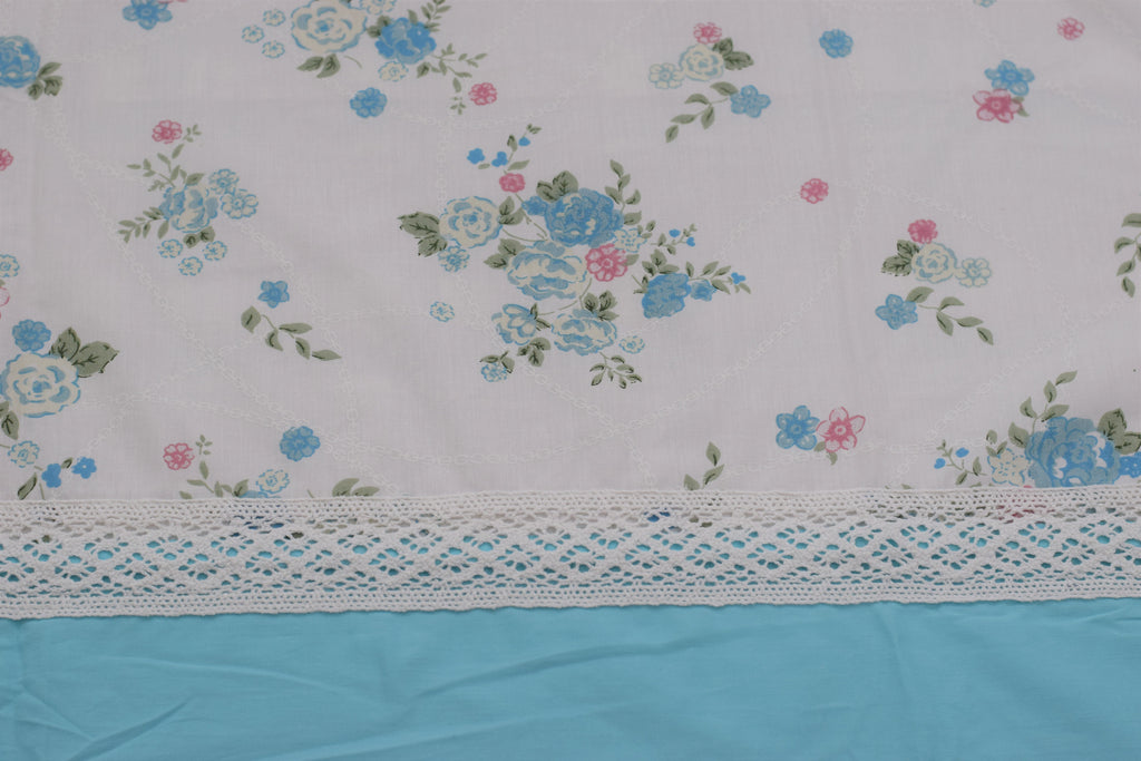 King Size Floral Bedspread Set with Sky Blue Accents and Matching – Nushio by Pulpel