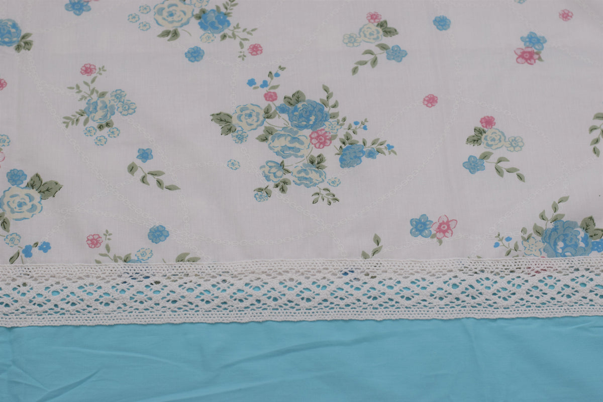 King Size Floral Bedspread Set with Sky Blue Accents and Matching – Nushio by Pulpel