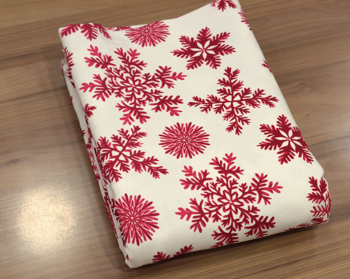 Red Snowflake Printed Fabric – 60 Inch Wide Running Material for – Nushio by Pulpel