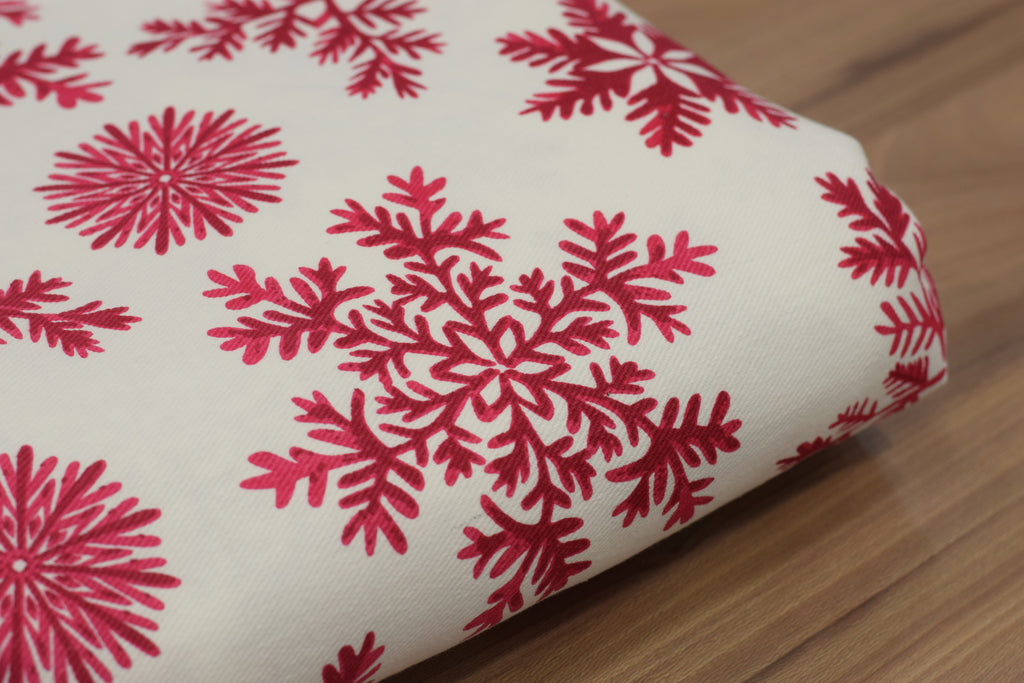 Red Snowflake Printed Fabric – 60 Inch Wide Running Material for – Nushio by Pulpel