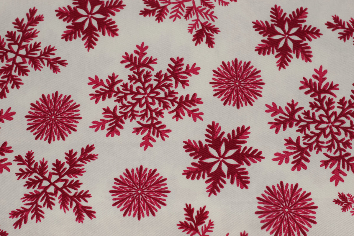 Red Snowflake Printed Fabric – 60 Inch Wide Running Material for – Nushio by Pulpel
